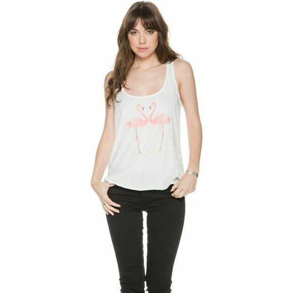 Others Follow Women's White Lace Ibiza Flamingo Tank Top Size S M - Picture 3 of 10